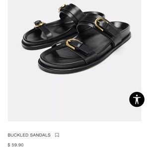 Zara black flat buckled sandals -sold out online!